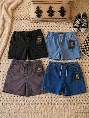 Lot (4) NWT Arsenic Youth Boy Shorts Large 14 Denim + Cargo + Print Bundle